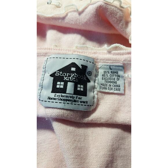 CLEARANCE Tank Sweater SZ Large Storybook Knit Chiffon Ruffle Trim Pearl Cottage - Picture 7 of 8